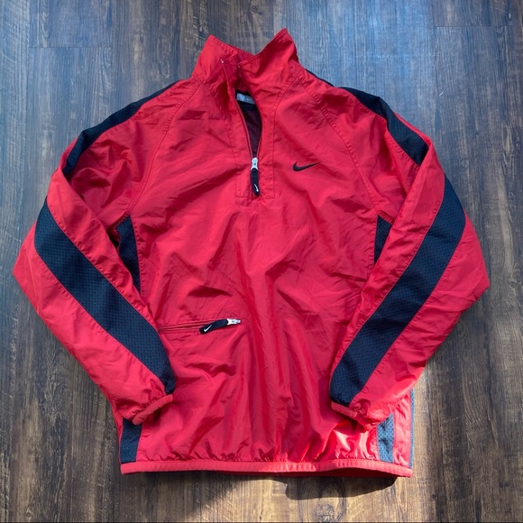 red nike pullover windbreaker
